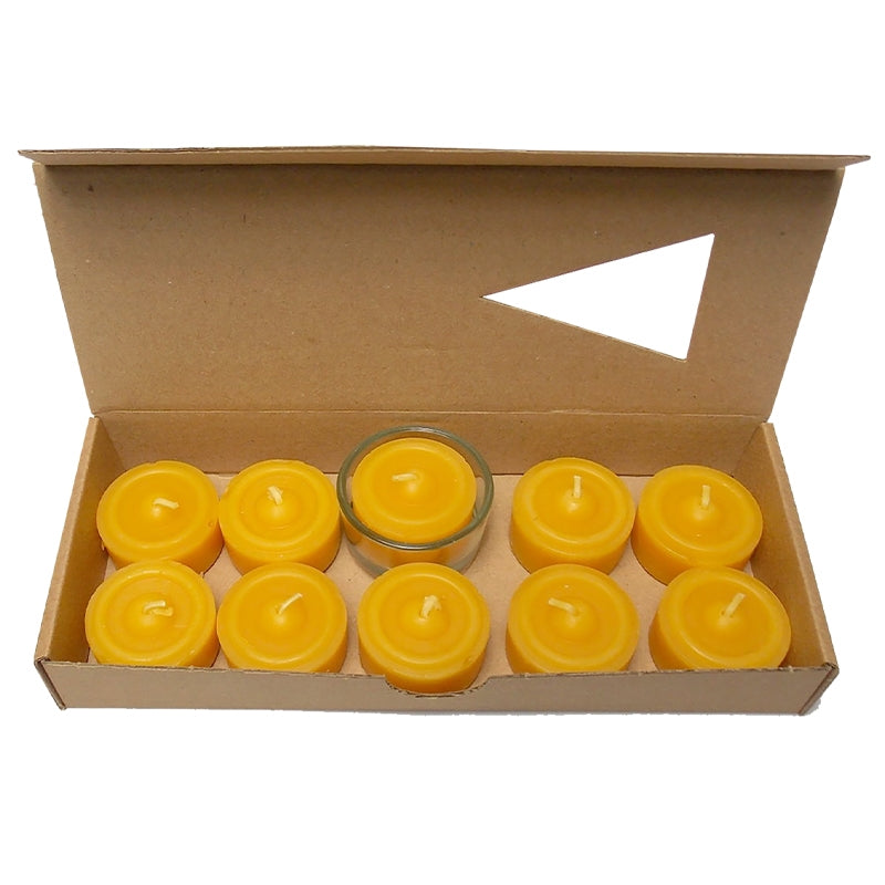 Eubiona - 10 bougies chauffe-plat & 1 support en cire d'abeille 20 x 35 mm 10 pièces