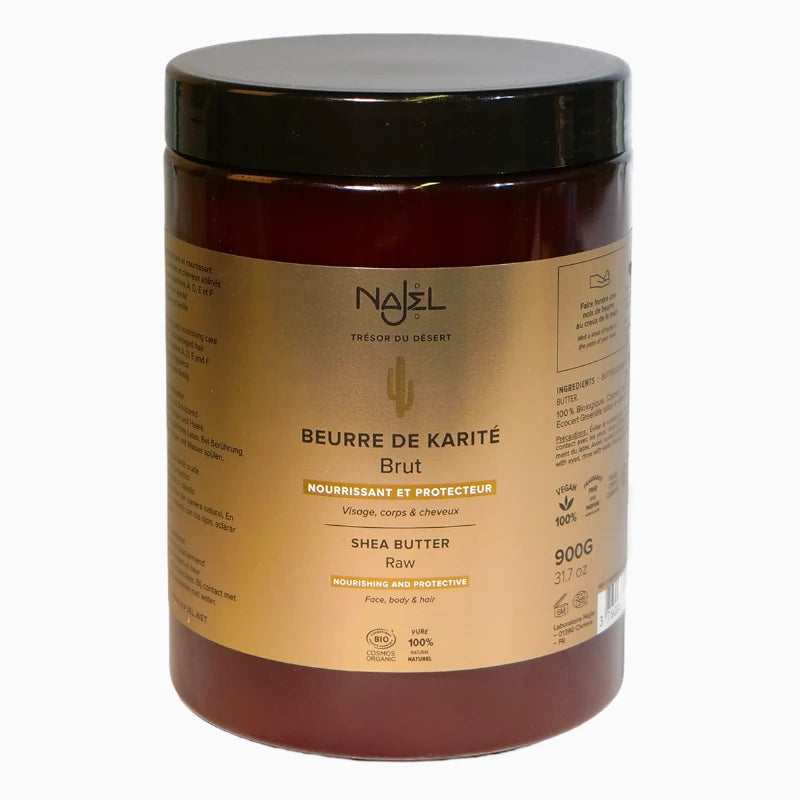 Najel - Beurre de karité brut BIO - 1kg - protecteur et nourrissant