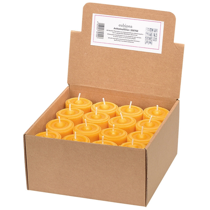 Eubiona - 48 bougies chauffe-plat sans support en cire d'abeille 20 x 35 mm 48 pièces