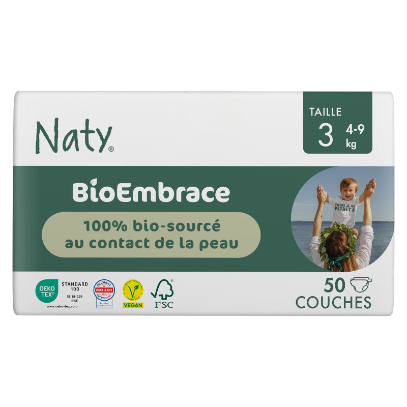 BioEmbrace Einwegwindeln Größe 3 - 4-9 kg - 50 Stück - Naty