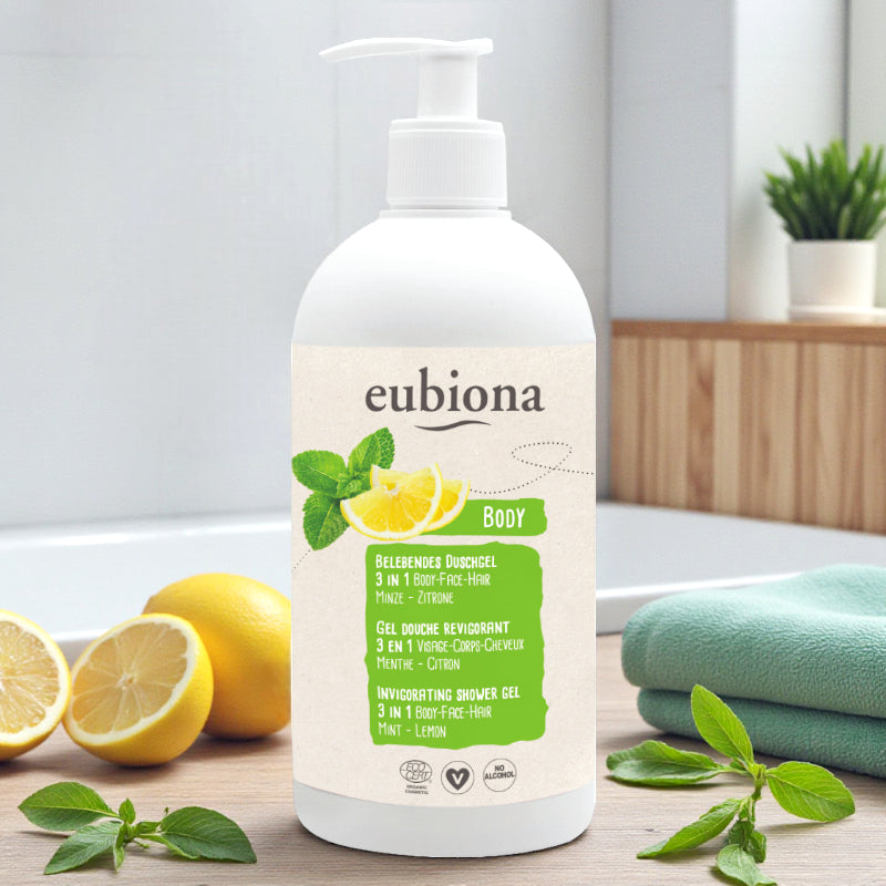 Eubiona - Duschgel 3-in-1 belebend Minze & Zitrone BIO 500ml