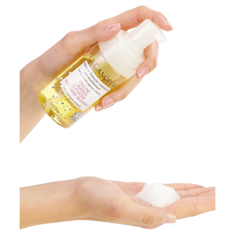 Mousse douceur nettoyant anti-tiraillement inuline, lavande & petit grain