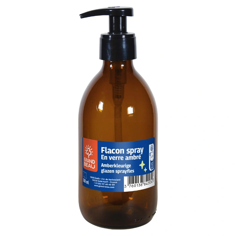 Grand Beau - Flacon pompe en verre ambré 300ml
