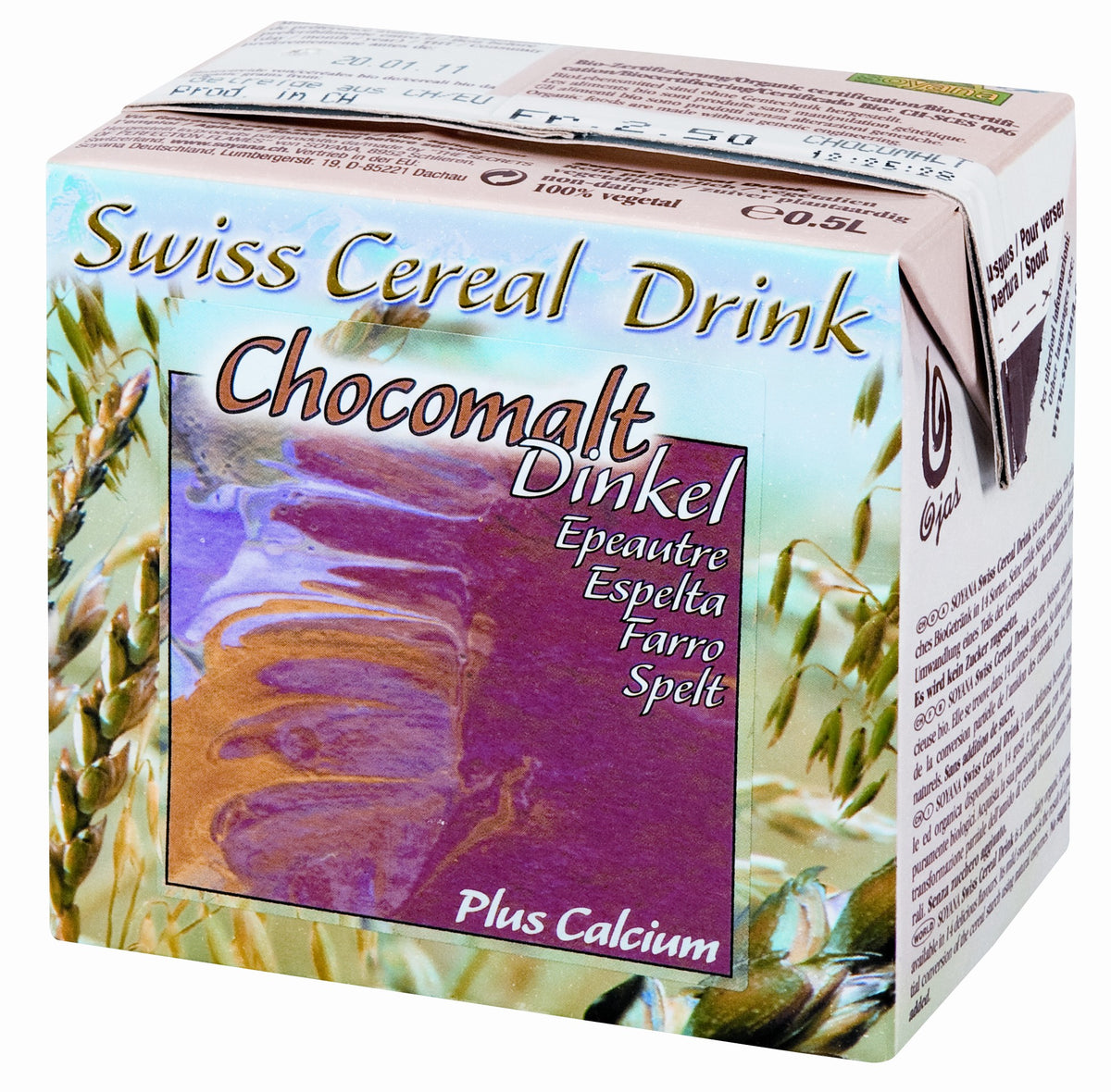 Bio-Dinkelgetränk mit Schokolade und Kalzium - 500 ml - Soyana