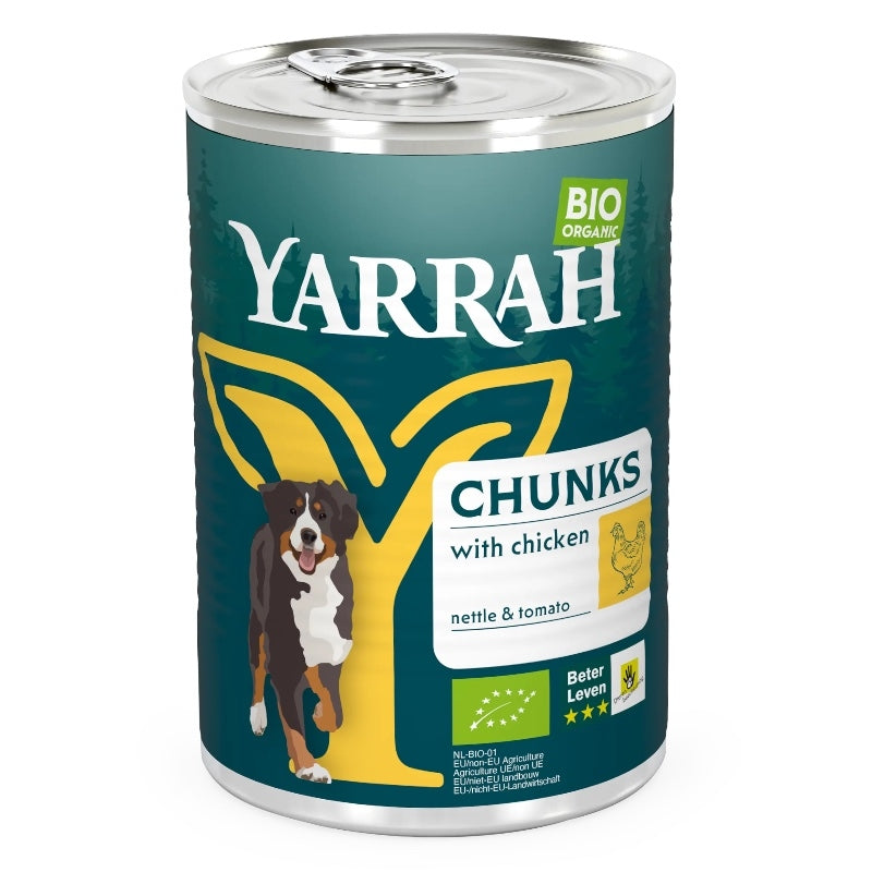 Bio-Hühnchenhappen in Soße mit Brennnesseln für Hunde - 820 g - Yarrah