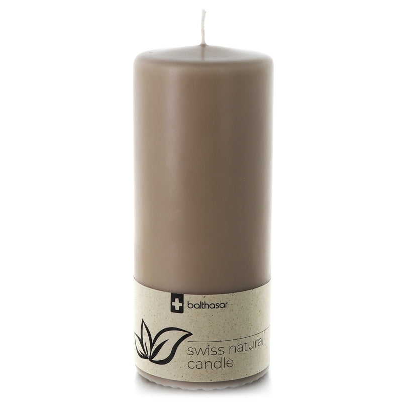 Balthasar - Bougie cylindrique taupe en stéarine végétale 80 x 190 mm