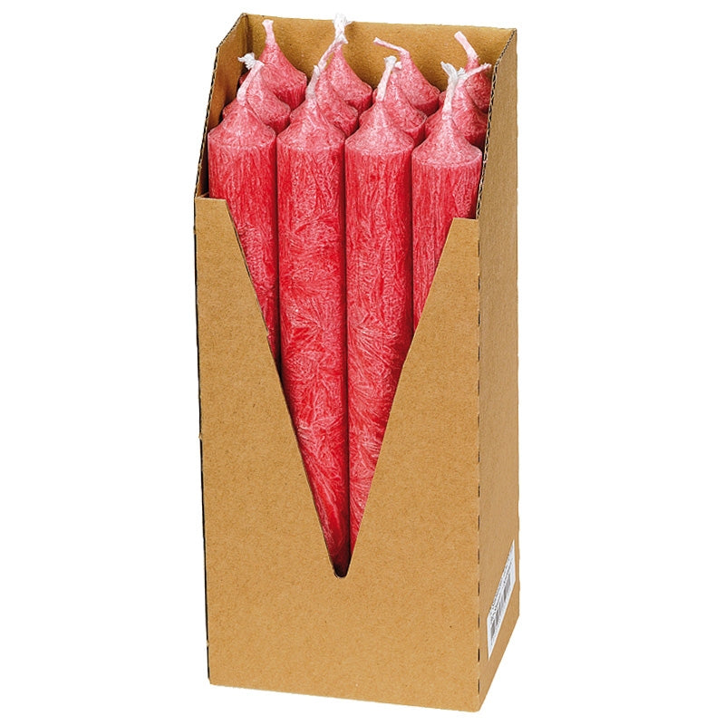 Eubiona - Bougies chandeliers rouges en stéarine BIO 22 x 210 mm 12 pcs 12 pièces
