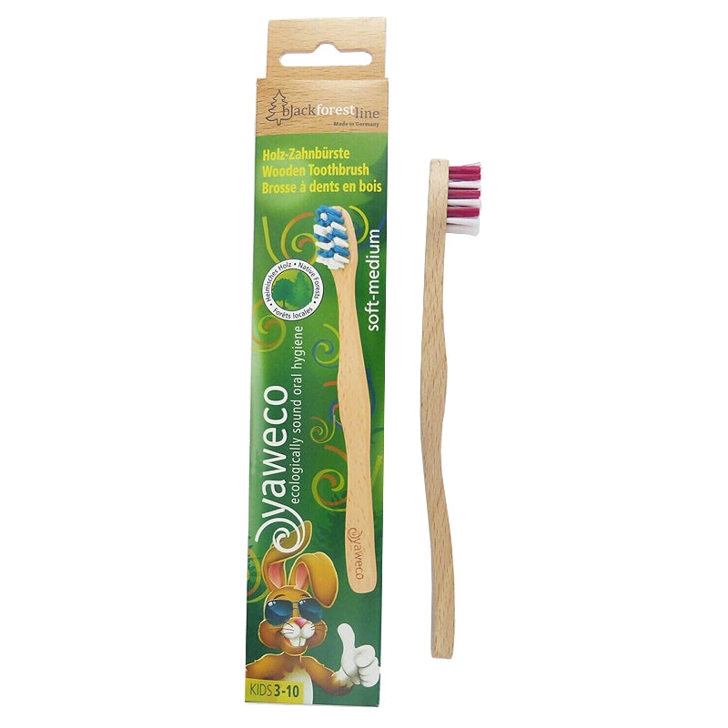 Kinderzahnbürste aus Holz, weich-mittel, Nylon - Yaweco