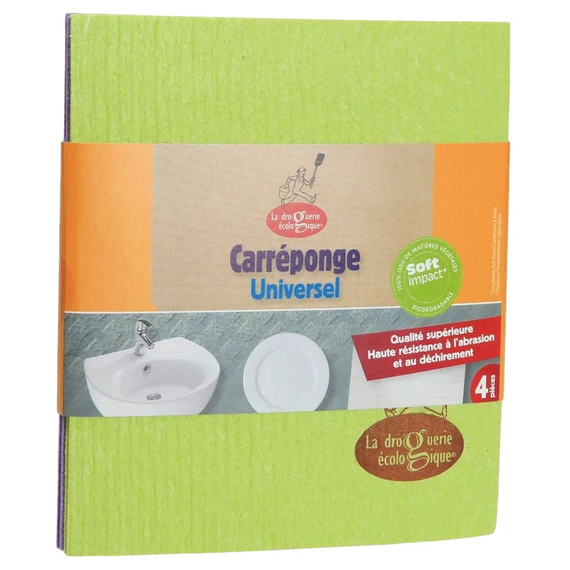 La Droguerie Écologique - Carré éponge cellulose et coton 4 pièces