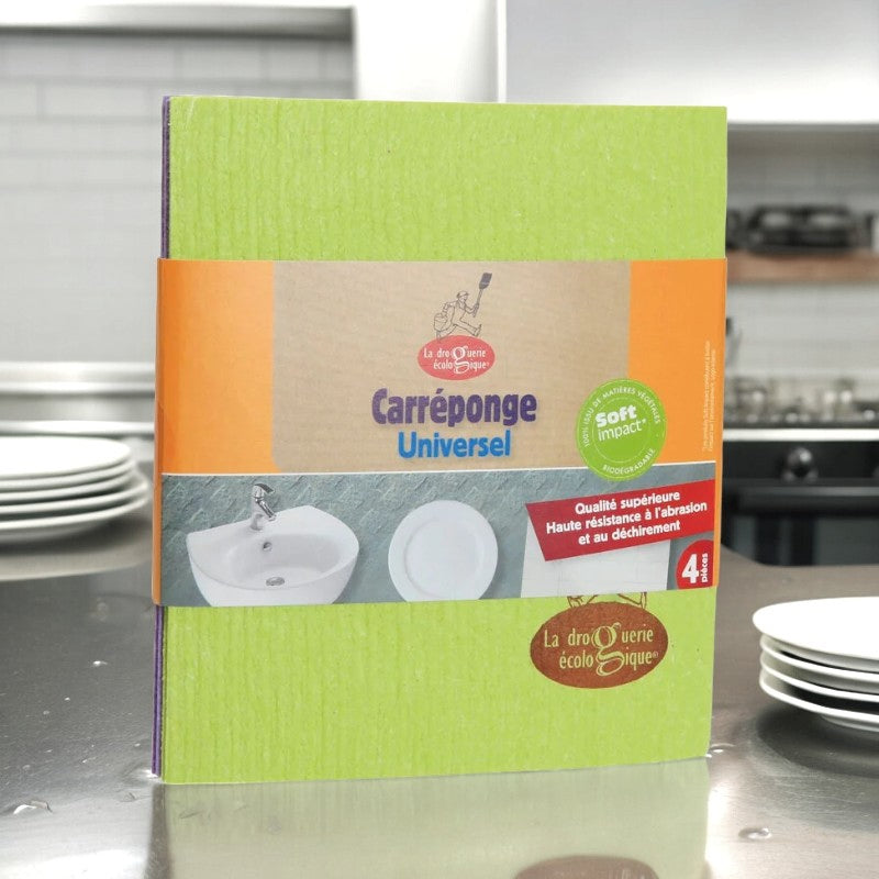 La Droguerie Écologique - Carré éponge cellulose et coton 4 pièces