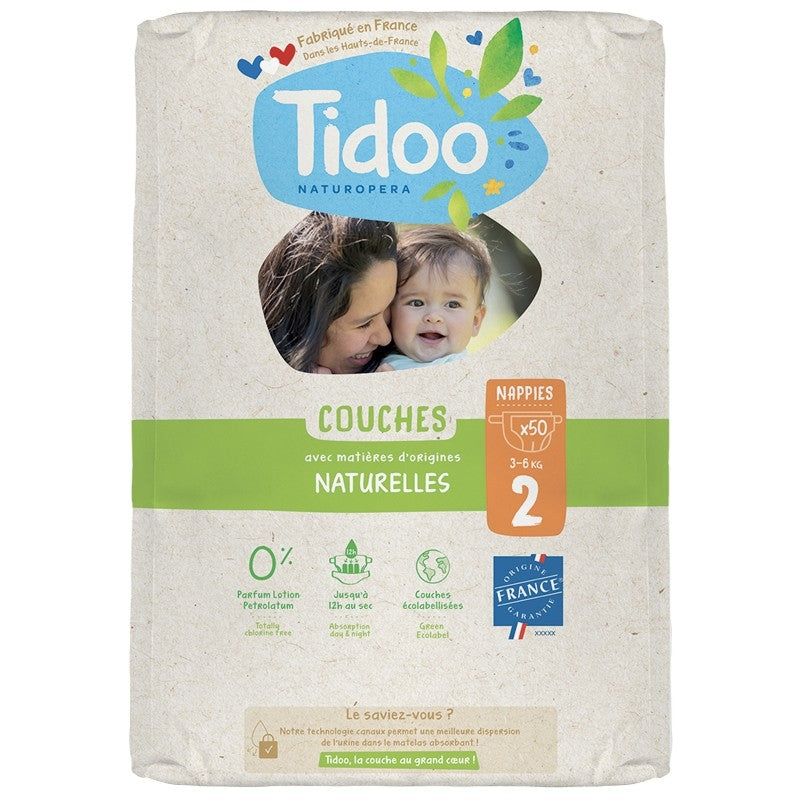 Windeln Größe 2 S (3-6 kg) - 50 Stück - Tidoo