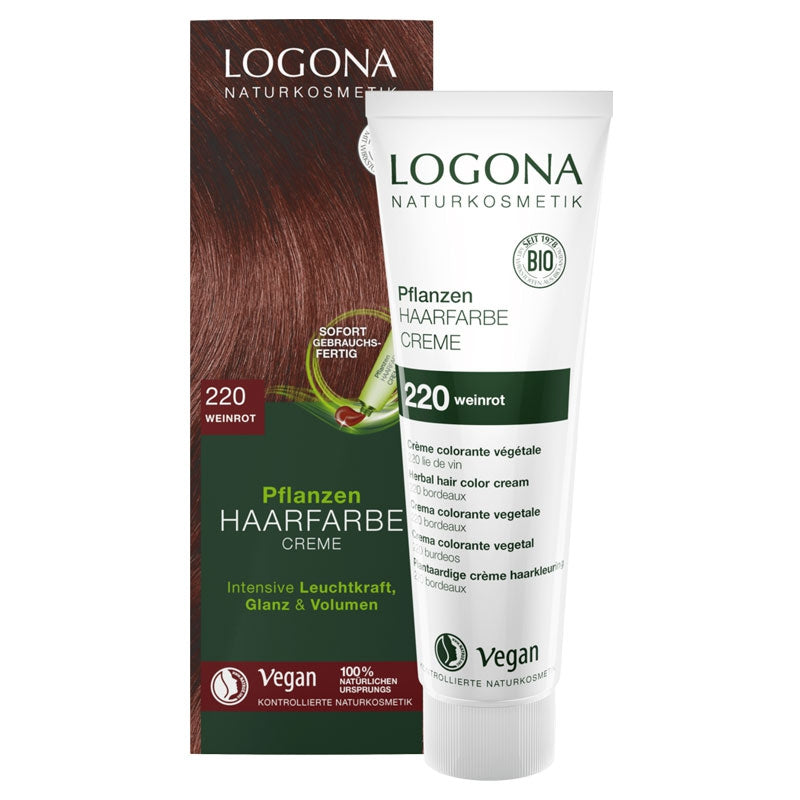 Logona - Pflanzenhaarfarbe Creme 220 Weinrot BIO 150ml