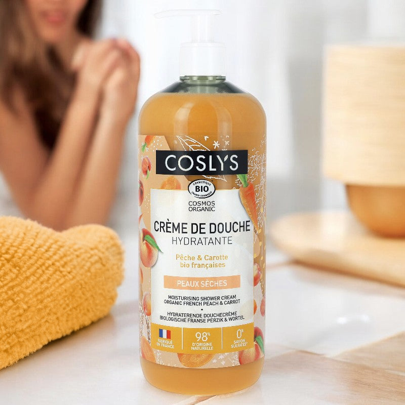 Coslys - Crème de douche hydratante BIO pêche & carotte 1l