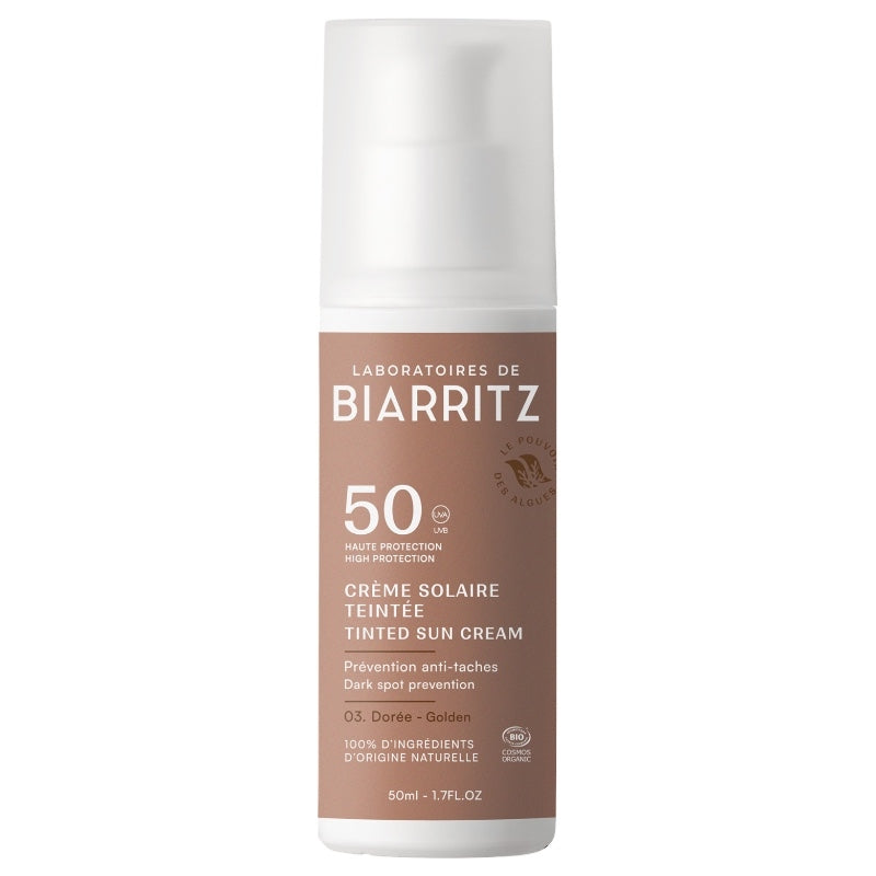 Laboratoires de Biarritz - Crème solaire visage teintée dorée BIO IP 50 50ml