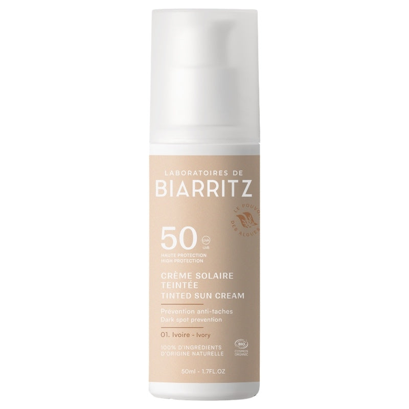 Laboratoires de Biarritz - Crème solaire visage teintée ivoire BIO IP 50 50ml