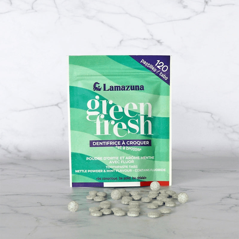 Lamazuna - Zahnputztabletten Brennnessel & Minze mit Fluorid BIO 120 Tabletten
