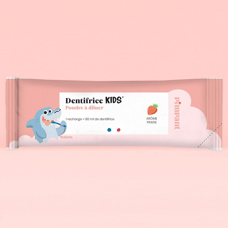 Pimpant - Kinder-Zahnpasta-Pulver zum Verdünnen Erdbeere mit Fluorid 8g