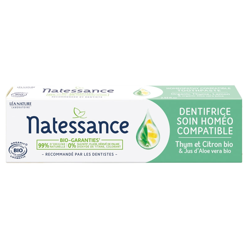 Dentifrice soin homéocompatible BIO thym & citron sans fluor
