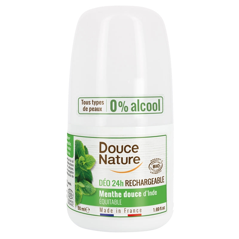 Douce Nature - Déodorant à bille purifiant rechargeable BIO menthe 50ml