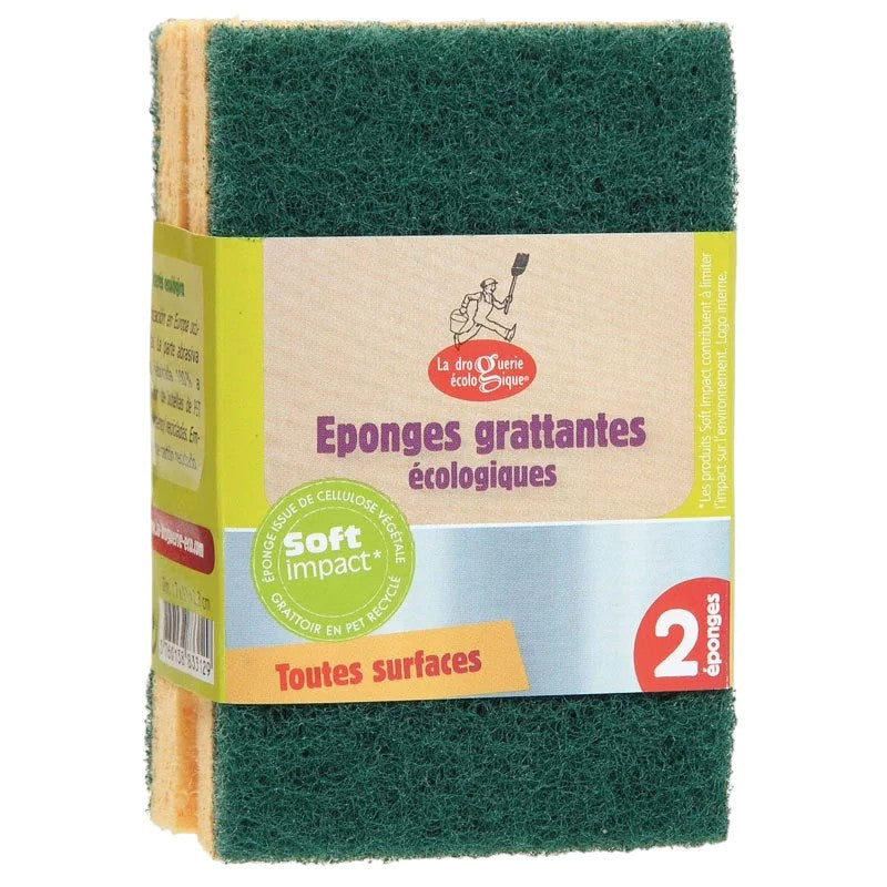 La Droguerie Écologique - Eponges grattantes vertes écologiques 2 pièces