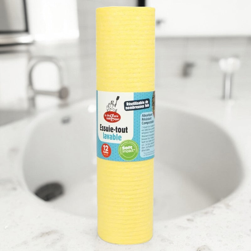 La Droguerie Écologique - Essuie-tout lavable Jaune 12 pièces