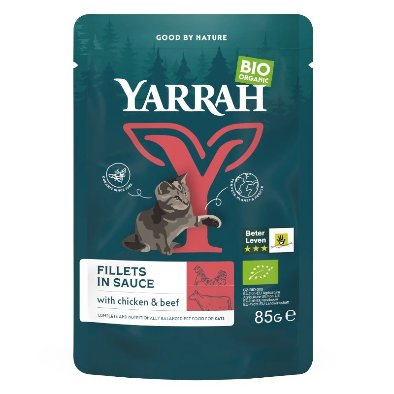 Bio-Rinderfilets in Soße für Katzen - 85 g - Yarrah