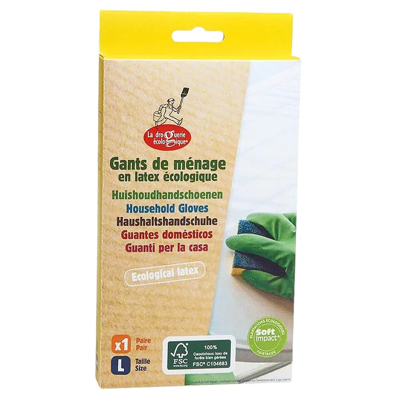 La Droguerie Écologique - Gants de ménage en latex éco - Taille L 2 pièces
