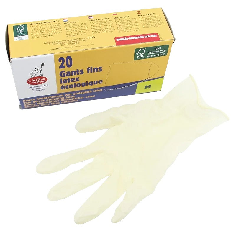 La Droguerie Écologique - Gants latex écologiques jetables - Taille M 20 pièces