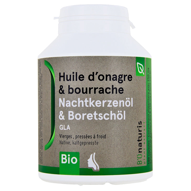 BIOnaturis - Bio-Nachtkerzen- und Borretschöl 500 mg, 180 Kapseln