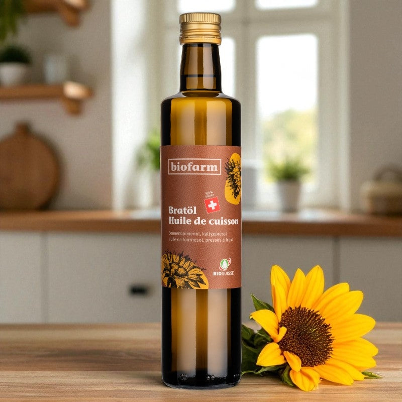 Biofarm - Bio-Sonnenblumenöl aus der Schweiz zum Kochen 500ml