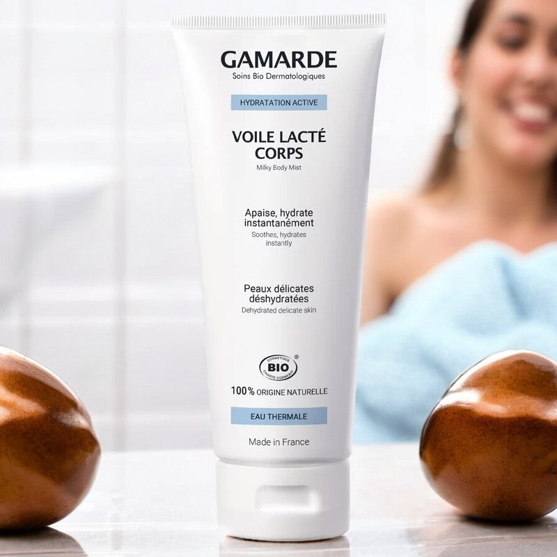 Gamarde - Körpermilch "Voile lacté" BIO - Thermalwasser - empfindliche, dehydrierte Haut - 200g