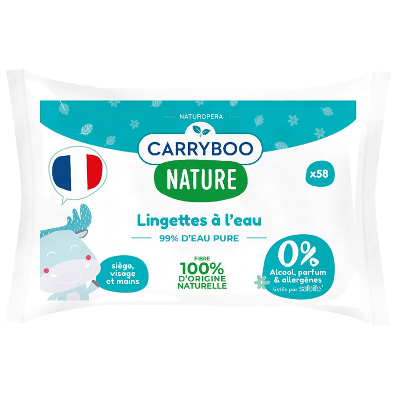 Carryboo - Natürliche Calendula-Feuchttücher aus reinem Wasser - 58 Stück