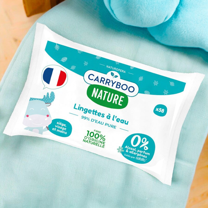Carryboo - Natürliche Calendula-Feuchttücher aus reinem Wasser - 58 Stück