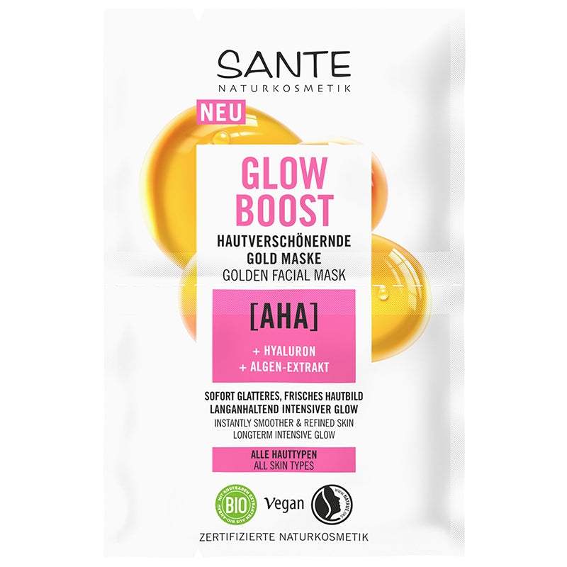 Schönheitsmaske Glow Boost AHA, Hyaluron & Alge BIO