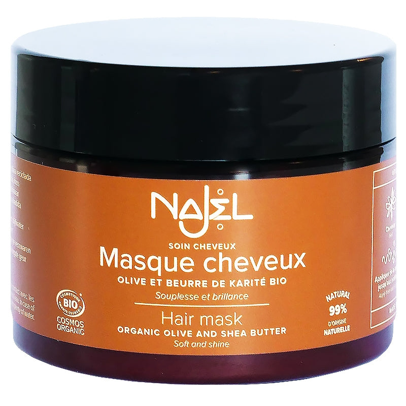 Najel - Masque cheveux BIO - souplesse & brillance - olive & karité 250g