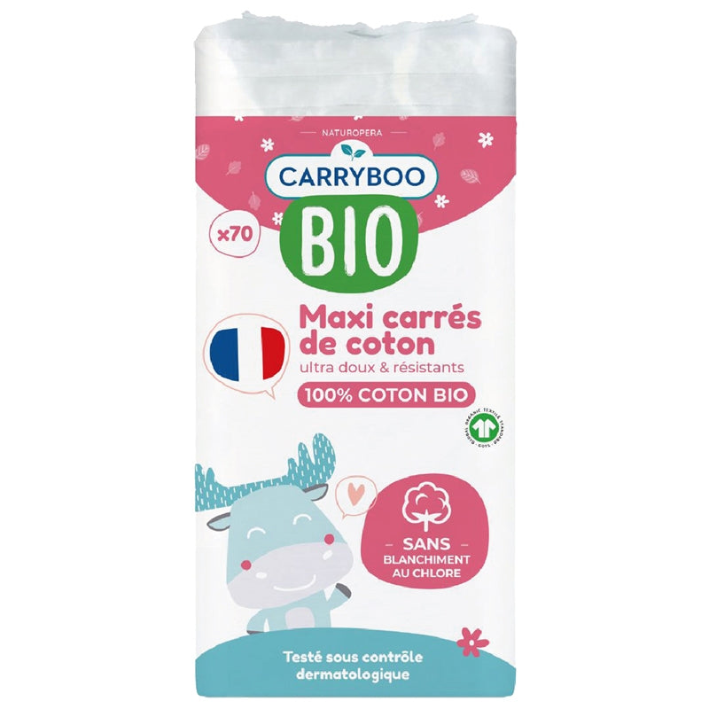Carryboo - Maxi carrés de coton BIO - 70 pces