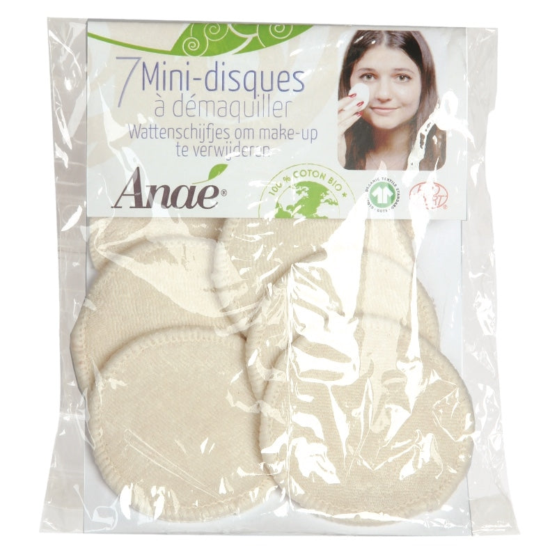 Anaé - Mini disques à démaquiller lavables en coton BIO 7 pièces