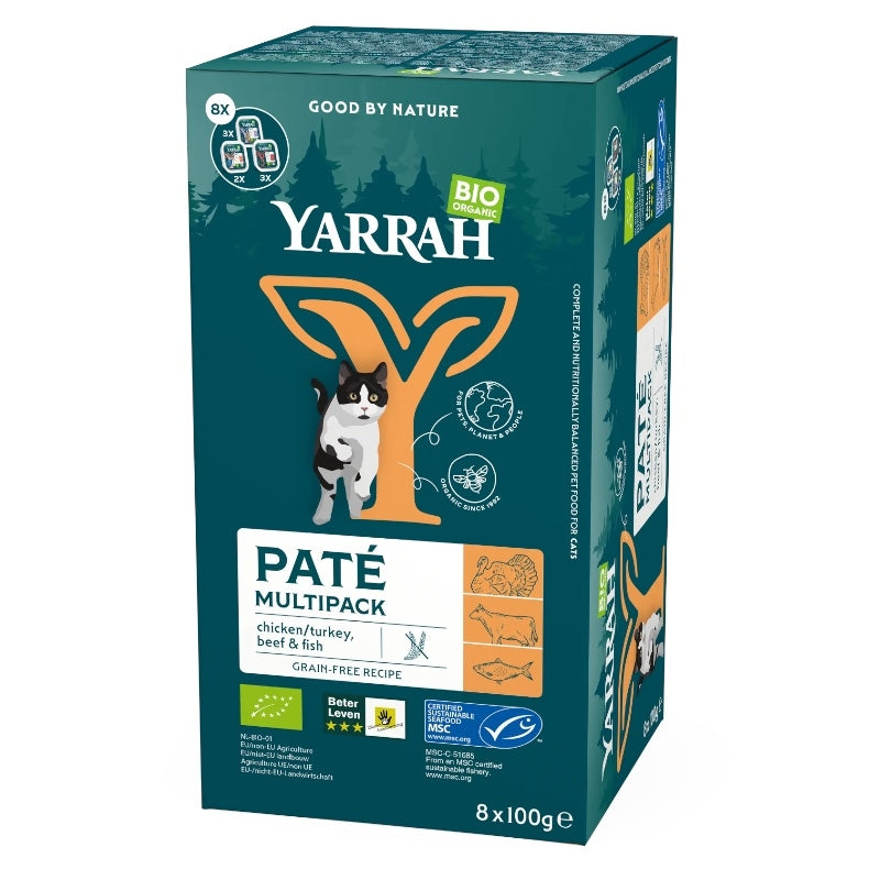 Multi Pack pâtés pour chat saumon, dinde & bœuf BIO