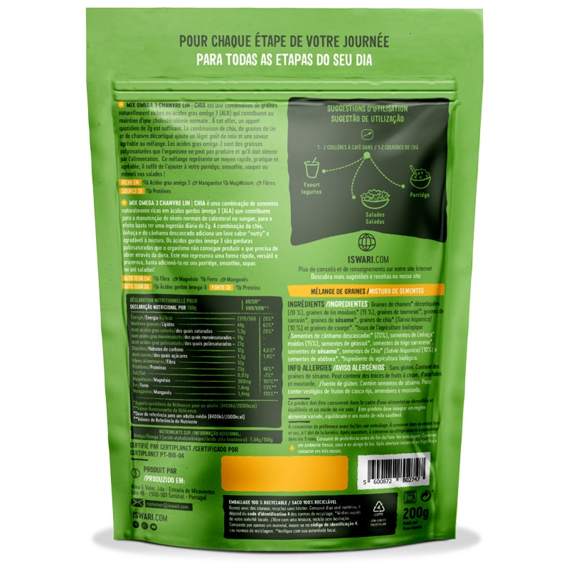Iswari - Bio-Omega-3-Mix aus Hanf, Leinsamen und Chia - 200g 200g