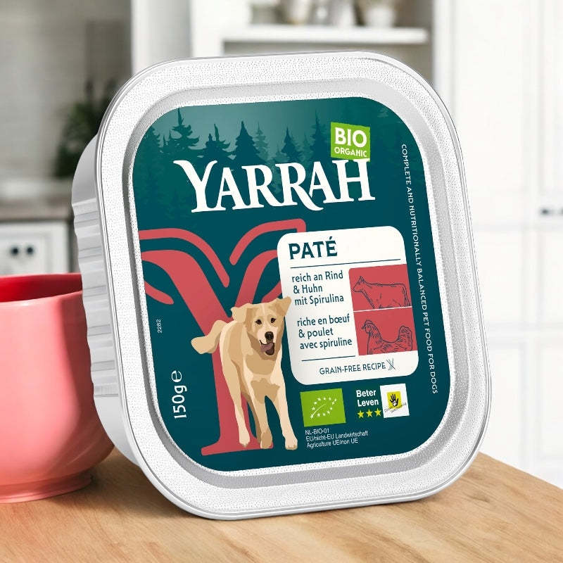 Bio-Rind- und Hühnerpastete mit Spirulina für Hunde - 150 g - Yarrah