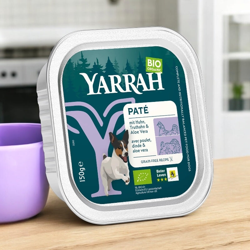 Bio-Hühner- und Putenpastete mit Aloe Vera für Hunde - 150 g - Yarrah
