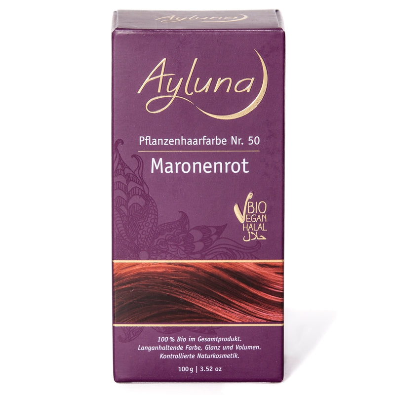 Ayluna - Poudre colorante végétale BIO N°50 rouge châtaigne 100g