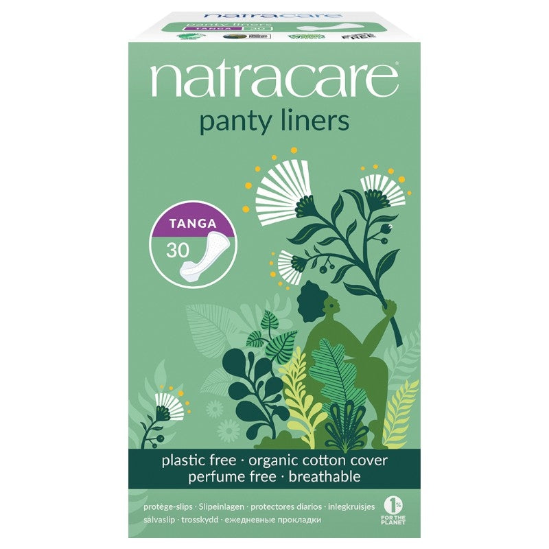 Protège-slips bio Tanga/string avec ailettes Natracare - coton GOTS (30 pièces)