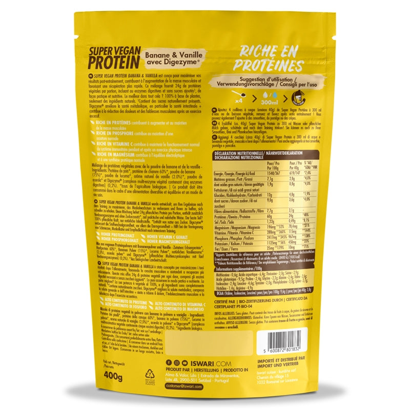 Iswari - Veganes Proteinpulver Banane Vanille BIO 400g