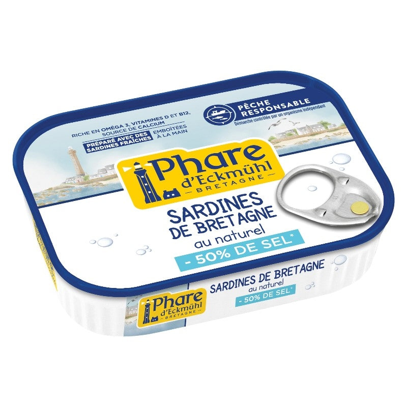 Sardines de Bretagne au naturel réduites en sel 115g