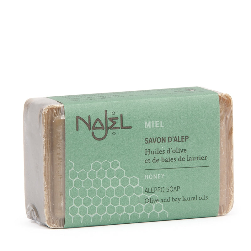 Najel - Savon d'Alep au miel - huiles d'olive et baies de laurier 100g