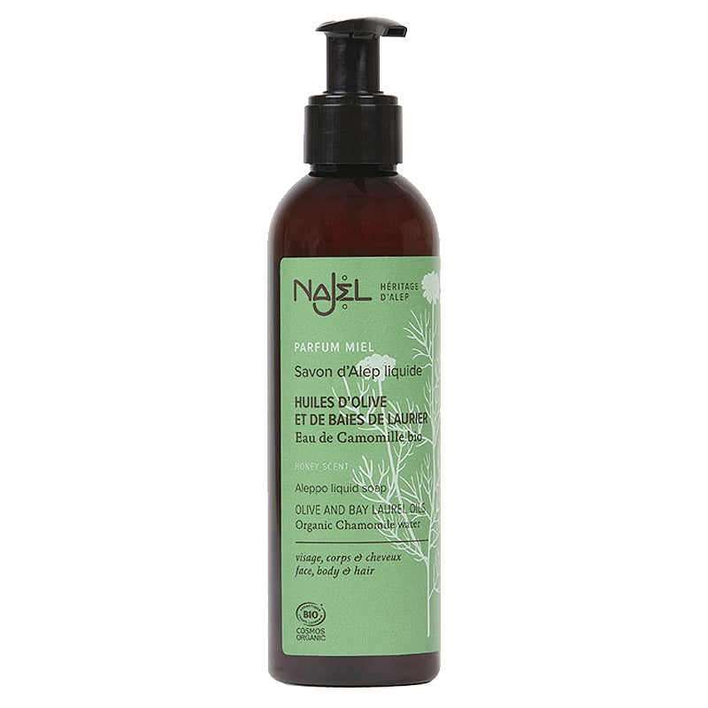 Savon d'Alep liquide avec eau de camomille BIO - parfum miel