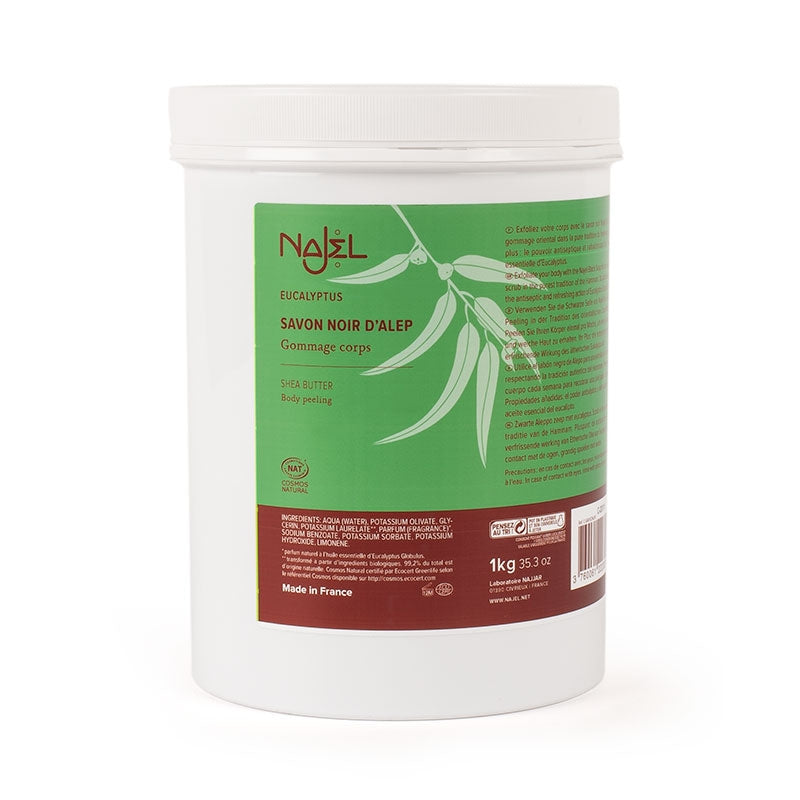 Savon noir d'Alep naturel à l'eucalyptus - Gommage corps