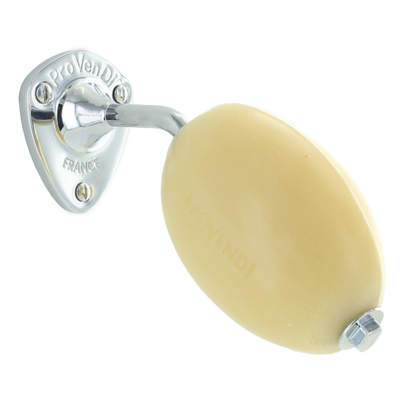 Drehseife weiss süsse Mandel mit Wandseifenhalter Chrom