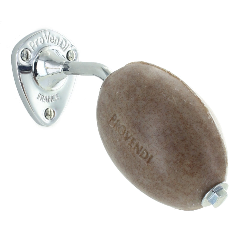 Drehseife Maronen Zeder Peeling mit Wandseifenhalter Chrom